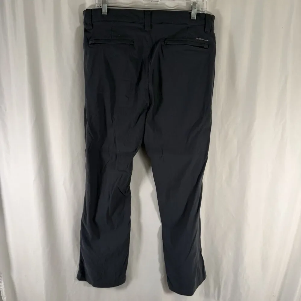 Eddie Bauer Travex Hiking Pants Men's 34x30 Grey Flat Front Chino Slash Pocket